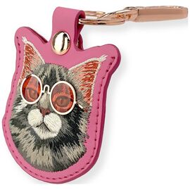 Etui Nimmy Glasses Cool and Cute Cat na lokalizator - różowe