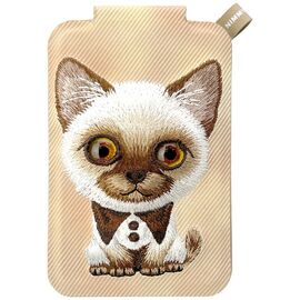 Portfel Magnetyczny Nimmy New Big-Eye Cute Pets 2.0 Cat ze stojakiem na telefon - brązowe