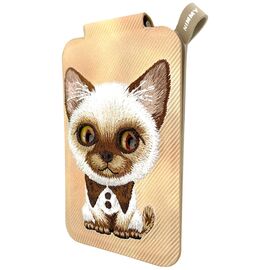 Portfel Magnetyczny Nimmy New Big-Eye Cute Pets 2.0 Cat ze stojakiem na telefon - brązowe