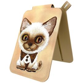 Portfel Magnetyczny Nimmy New Big-Eye Cute Pets 2.0 Cat ze stojakiem na telefon - brązowe