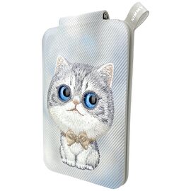 Portfel Magnetyczny Nimmy New Big-Eye Cute Pets 2.0 Cat ze stojakiem na telefon - szary