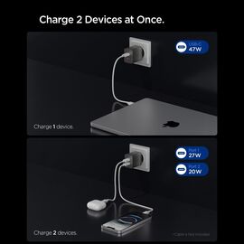 Ładowarka sieciowa Spigen Essential EE472EU-GAN 2-Porty 47 W - ciemnoszara