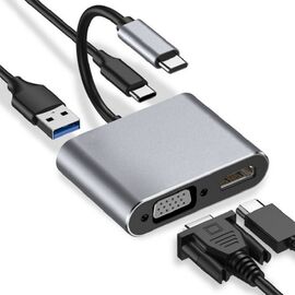 iBox IUHCHDVGA USB Type-C Hub 4-in-1 USB 3.0 + PD 100W + HDMI 4K 30Hz + VGA Full HD