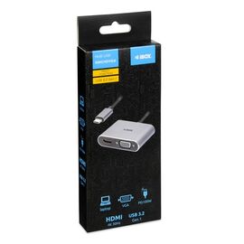 iBox IUHCHDVGA USB Type-C Hub 4-in-1 USB 3.0 + PD 100W + HDMI 4K 30Hz + VGA Full HD