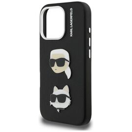 Karl Lagerfeld FW Grained Karl &amp; Choupette Heads Pins Case for iPhone 16 Pro - Black