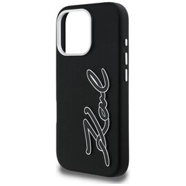 Karl Lagerfeld FW Grained Signature Logo iPhone 16 Pro Case - Black