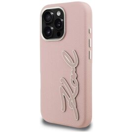Karl Lagerfeld FW Grained Signature Logo iPhone 16 Pro Case - Pink