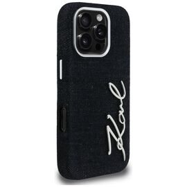 Karl Lagerfeld FW Jeans Signature Logo iPhone 16 Pro Max Case - Black