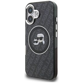 Karl Lagerfeld IML Glitter Karl &amp; Choupette Heads Logo MagSafe Case for iPhone 16 - Black