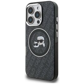 Karl Lagerfeld IML Glitter Karl &amp; Choupette Heads Logo MagSafe Case for iPhone 16 Pro - Black
