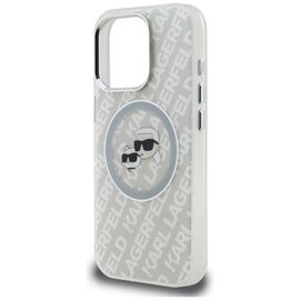 Karl Lagerfeld IML Glitter Karl &amp; Choupette Heads Logo MagSafe Case for iPhone 16 Pro - Gray