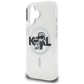 Karl Lagerfeld IML Glitter Karl &amp; Choupette Sketch Logo MagSafe Case for iPhone 16 - Transparent