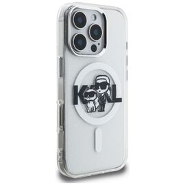Karl Lagerfeld IML Glitter Karl &amp; Choupette Sketch Logo MagSafe Case for iPhone 16 Pro Max - Clear