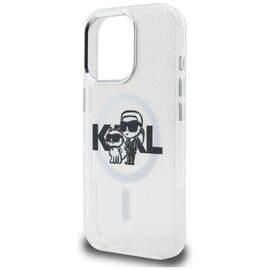 Karl Lagerfeld IML Glitter Karl &amp; Choupette Sketch Logo MagSafe Case for iPhone 16 Pro - Clear