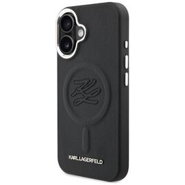 Karl Lagerfeld Initial &amp; Metal Logo MagSafe Case for iPhone 16 - Black