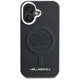 Karl Lagerfeld Initial &amp; Metal Logo MagSafe Case for iPhone 16 - Black