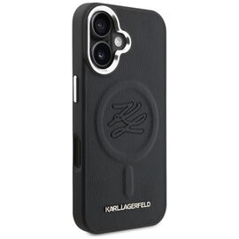 Karl Lagerfeld Initial &amp; Metal Logo MagSafe Case for iPhone 16 - Black