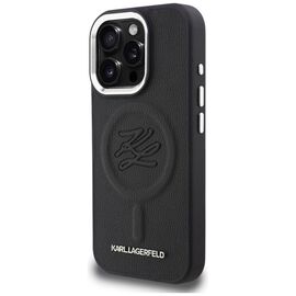 Karl Lagerfeld Initial &amp; Metal Logo MagSafe Case for iPhone 16 Pro - Black