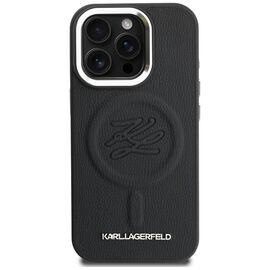 Karl Lagerfeld Initial &amp; Metal Logo MagSafe Case for iPhone 16 Pro - Black