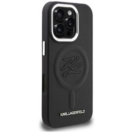 Karl Lagerfeld Initial &amp; Metal Logo MagSafe Case for iPhone 16 Pro - Black