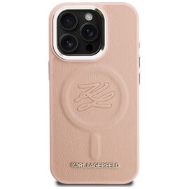 Karl Lagerfeld Initial &amp; Metal Logo MagSafe Case for iPhone 16 Pro Max - Pink