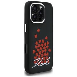 Karl Lagerfeld Silicone Heart Sign Logo MagSafe Case for iPhone 16 Pro - Black