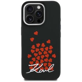 Karl Lagerfeld Silicone Heart Sign Logo MagSafe Case for iPhone 16 Pro Max - Black