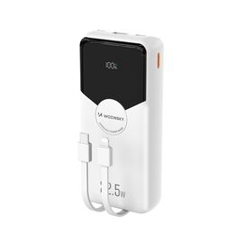 Wozinsky WFC-15W 20000mAh 22.5W PD20W Powerbank with Built-in Lightning and USB-C Cables - White