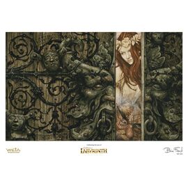 Labyrinth (1986) Printed Art Sarah and Hoggle Navigate the Labyrinth Limited Edition 30 cm
