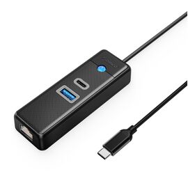 Orico PWCUR-C3 3-port USB hub 1x USB-A 3.0 1x USB-C 3.0 1x RJ45 Gigabit Ethernet 0.5 m - black