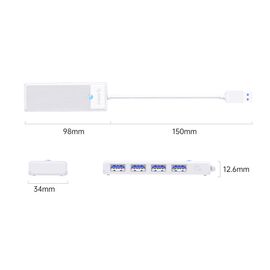 Orico PAPW4A-U3 USB Hub 4-port 4x USB-A 3.0 0.15 m - white