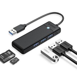 Orico PAPW3AT-U3 USB Hub 4-port 3x USB-A 3.0 with microSD/SD card reader 1 m - black