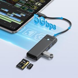 Orico PAPW3AT-C3 USB Hub 4-port 3x USB-A 3.0 with microSD/SD card reader 1 m - black