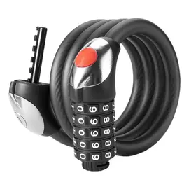 Zapięcie rowerowe Rockbros RKS531 – linka stalowa, szyfr 5-cyfrowy + LED, 180 cm