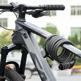 Zapięcie rowerowe Rockbros RKS531 – linka stalowa, szyfr 5-cyfrowy + LED, 180 cm