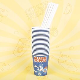 Slush Puppie Paper Cups (x 20) & Straws / Gadgets