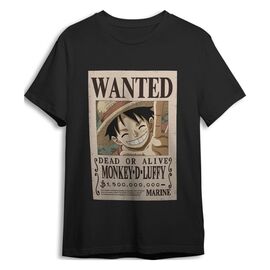 One Piece T-Shirt Monkey D. Luffy Wanted Black Size XXL