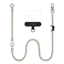 Tech-Protect C10S Crossbody Phone Lanyard (114 cm) + Wrist Strap (31 cm) - Beige Titanium