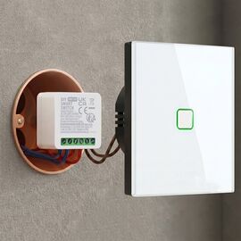 GreenBlue Flush-Mount WiFi Relay, Android/iOS/Alexa/Google Home, 100–240 V AC, 50/60 Hz, max. 16 A, for 150 W LEDs, GB739