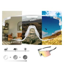 Rockbros SP338 ROAD TO SKY Cycling Glasses with Interchangeable Lenses - Gray