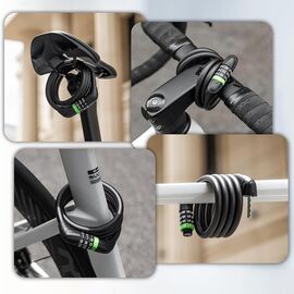 Rockbros 87632 bicycle lock with code, steel cable, 115 cm - black