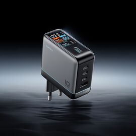 Cuktech AD1204U 120W Wall Charger with Display and USB-C Cable - Silver