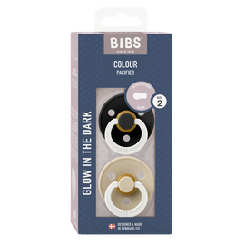 BIBS - Pacifier Colour 2 PACK - Black GLOW/Vanilla GLOW - Size 2 / Baby and Children