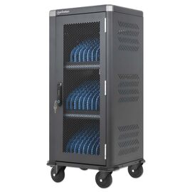 Manhattan iPad to 13", MacBook Air to 13" & Chromebook 14" 30-bay Charging Trolley/Cart via USB-C (30W), Also other tablets/smartphones (with device to USB-C cable), Bays 404x27.6x283mm, USB-C charging cables included, Cabinet