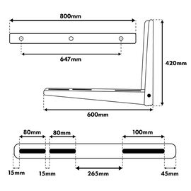 Maclean Air Conditioner/Heat Pump Mount/Hanger, dimensions 800x420x600 mm, galvanized steel, up to 260 kg, MC-147
