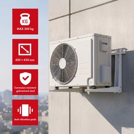 Maclean Air Conditioner/Heat Pump Mount/Hanger, dimensions 800x420x600 mm, galvanized steel, up to 260 kg, MC-147