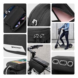 Wozinsky frame bike bag + detachable phone cover up to 6.5 "1.5l black (WBB7BK)