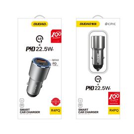 Dudao USB / USB Car Charger Type C Power Delivery Quick Charge 22.5 W Gray (R4PQ)