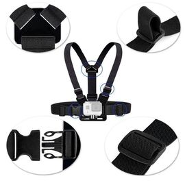 Adjustable sports camera harness - black
