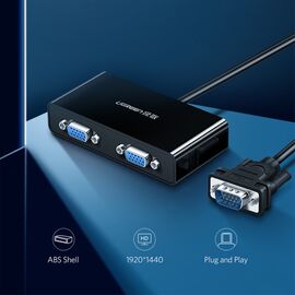Ugreen 40254 1x2 VGA Splitter 1920x1440 60Hz - Black